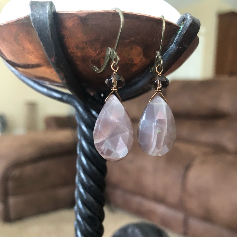Coffee Moonstone and Smokey Quartz earrings.